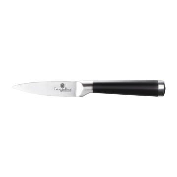 Cutit pentru curatat fructe si legume, otel inoxidabil, cu maner soft touch, 9 cm, Black Silver