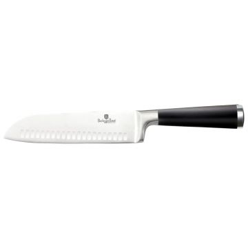 Cutit Santoku din otel inoxidabil, 17,5 cm, Black Silver