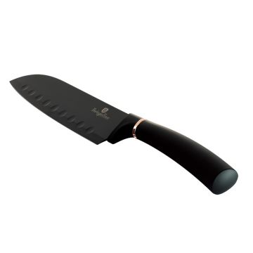 Cutit Santoku otel inoxidabil cu invelis antiaderent din titan, 17,5 cm, Black Rose