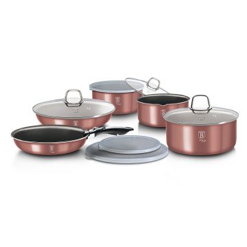 Set oale si tigai din aluminiu cu invelis antiaderent de titan, 12 piese, I-Rose