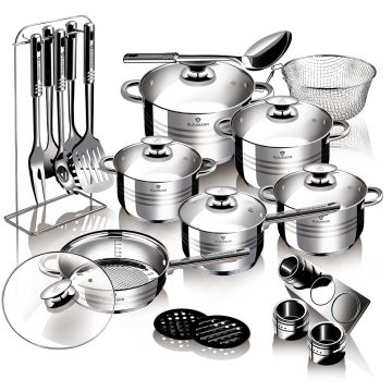 Set oale, tigai, ustensile si recipiente pentru condimente din otel inoxidabil, 26 piese, Gourmet Line