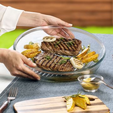 Tava grill sticla termorezistenta rotunda Pasabahce Borcam 32 cm