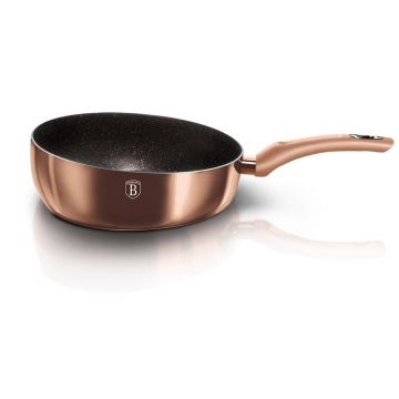 Tigaie de sotat din aluminiu cu invelis antiaderent de marmura, Ø26 cm, Metallic Line Rose Gold