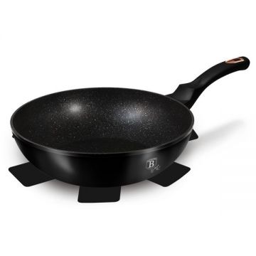 Tigaie wok din aluminiu cu invelis antiaderent de marmura, Ø28 cm, Black Rose