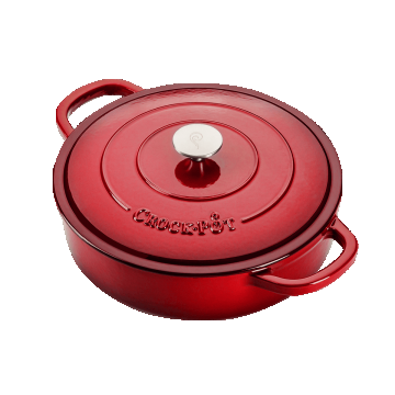 Vas cu capac, fonta emailata, 4.7L, rotund, rosu