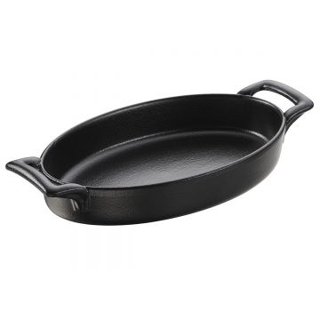 Vas oval cu manere pentru cuptor ceramic negru Revol Belle Cuisine 0.35 L
