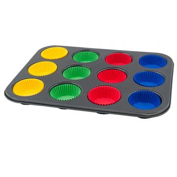 Forma de copt pentru 12 briose+forme hartie 35x26 cm