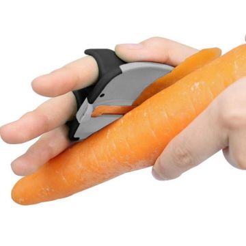 Peeler legume cu maner ergonomic si suport pentru degete, 6,5x6cm, Quttin