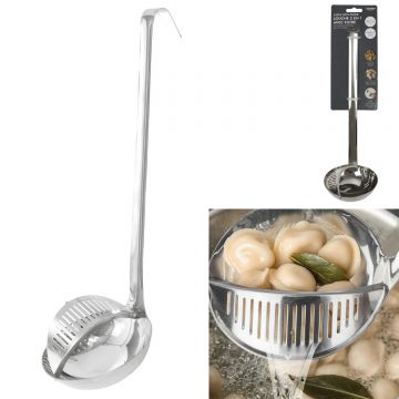 Polonic inox cu strecuratoare integrata