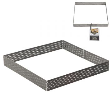 Rama, cadru inox, forma perforata pentru copt, patrat 18x2 cm