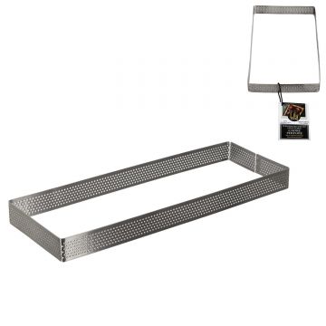 Rama inox, forma dreptunghiulara perforata pentru copt 22x12x2 cm