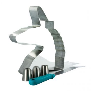 Set patiserie pentru tort forma cap de unicorn, spatula cofetarie si 3 duiuri ornare