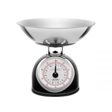 Cantar mecanic de bucatarie ETA Storio 5777 NEGRU, 5 kg, precizie 25g, vas 5 L din otel inoxidabil