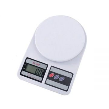 Cantar pentru Alimente de Bucatarie, Display LCD, Functie Tara, Alb