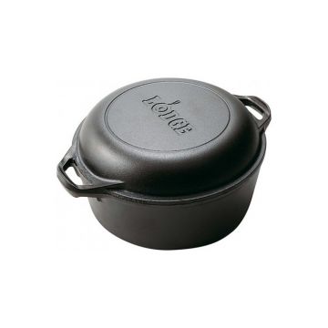 Ceaun din fonta cu capac tip tigaie - cuptor olandez Lodge 25,4 cm 4,7 litri L-8DD3