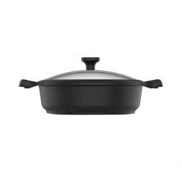 Cratita cu capac Taurus KCK3028LOW Great Moments Premium, 28cm, Aluminiu turnat ,Acoperire antiaderenta in 6 straturi, compatibila cu toate plitele