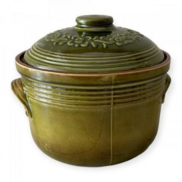 Oala din ceramica pentru sarmale, verde, 8 litri