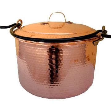 Oala din cupru 40 litri cu capac si toarta fier forjat pentru mancaruri traditionale