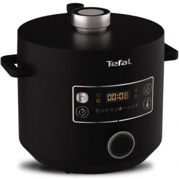 Oala sub presiune electrica Tefal Turbo Cuisine CY754830, 1090W, 4.8L, 10 programe, interfata intuitiva, bol de gatit Tefal Spherical Bowl, Negru