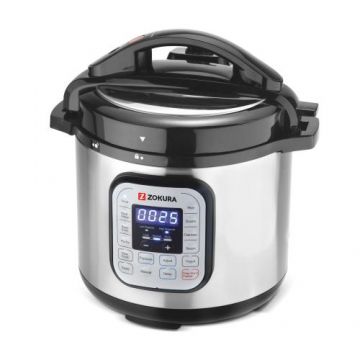 Oala sub presiune electrica Zokura Z1230, 1000W, 5.6l, 12 programe, functie pastrare la cald, Negru/Argintiu