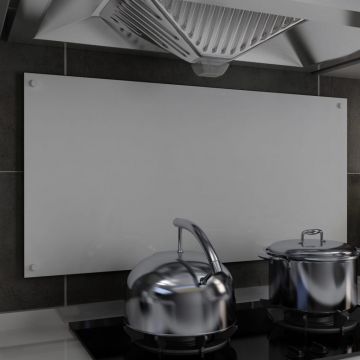 Panou antistropi bucătărie alb 100x50 cm sticlă securizată