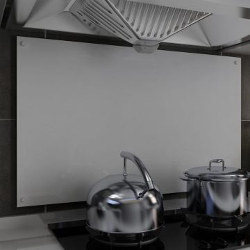 Panou antistropi bucătărie alb 100x60 cm sticlă securizată