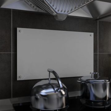 Panou antistropi bucătărie alb 70x40 cm sticlă securizată