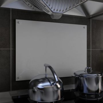 Panou antistropi bucătărie alb 70x50 cm sticlă securizată