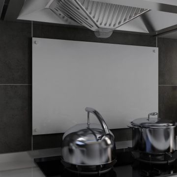 Panou antistropi bucătărie alb 80x50 cm sticlă securizată
