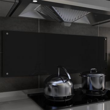 Panou antistropi bucătărie negru 120x40 cm sticlă securizată