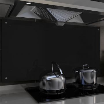 Panou antistropi bucătărie negru 120x60 cm sticlă securizată