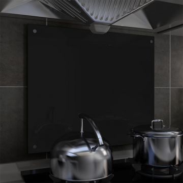 Panou antistropi bucătărie negru 70x60 cm sticlă securizată