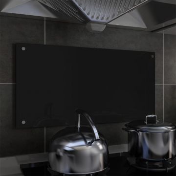 Panou antistropi bucătărie negru 80x40 cm sticlă securizată