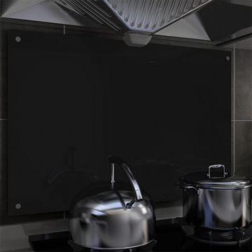 Panou antistropi bucătărie negru 90x60 cm sticlă securizată