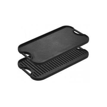Plita din fonta cu 2 fete neteda si grill Lodge 51 x 26 cm L-PGI3