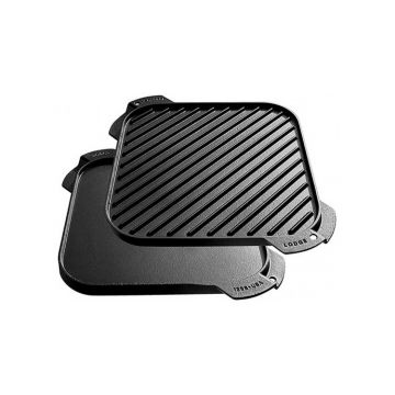 Plita din fonta cu 2 fete neteda si grill patrata Lodge 26 x 26 cm L-SRG3
