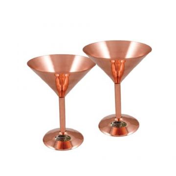Set 2x Cupe Martini, Cocktailuri, Sampanie din Cupru Solid