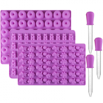 Set 3 forme jeleuri cu pipete Quasar & Co 146 forme, silicon, mov