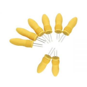Set 8 tepuse pentru porumb, din otel inoxidabil, galben, Gonga