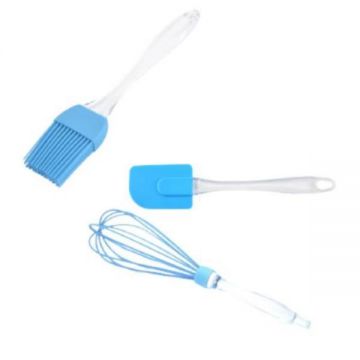 Set de 3 Ustensile Silicon pentru Gatit Bleu G Glixicom®