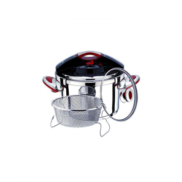 Set oala sub presiune ZILAN ZLN-0009, 4 piese, Capacitate 6 L, Diametru 22 cm, Inox