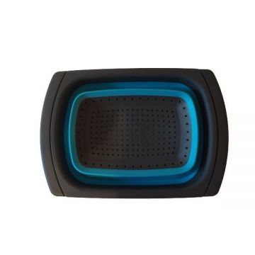 Strecuratoare pliabila din silicon cu manere extensibile Gri - Turcoaz pentru paste, fructe si legume