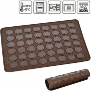 Tava copt Macarons, foaie copt macarons, Quasar & Co, 48 de forme rotunde, 28,5 x 39 cm, Maro