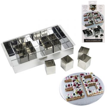 Tava pentru copt blat prajituri, in diverse forme de numere sau litere, 31x5x18 cm, inox, Happymax