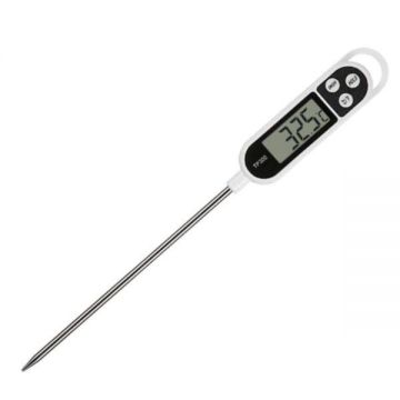 Termometru digital alimentar de insertie cu tija Pufo, afisaj LCD, 3 butoane si oprire automata, interval masurare -50° C - +300° C Termometru digital alimentar de insertie cu tija Pufo, afisaj LCD, 3 butoane si oprire automata, interval masurare -50° C - +300° C