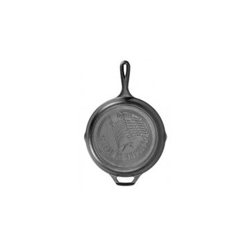 Tigaie adanca rotunda din fonta cu maner si logo American Flag Lodge 26 cm L-8SKFLAG