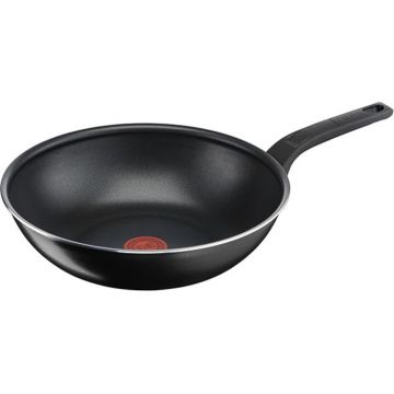 Tigaie wok TEFAL Simply Clean B5671953, 28cm, Aluminiu, Thermo Signal, Negru