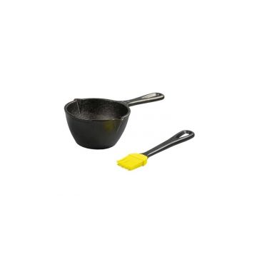 Tigaie inalta rotunda din fonta pentru sos cu pensula de silicon Lodge 7 cm L-MPB21