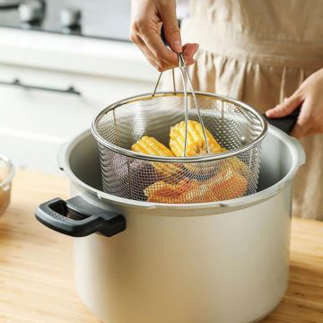 Cos inox tip sita pentru friteuza sau legume, 19,5x9x15,5 cm, Happymax