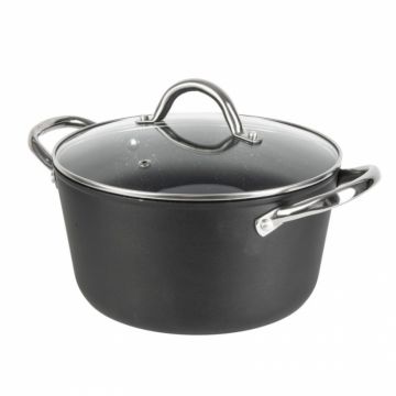 Cratita cu capac Bohmann BH1417-24, Aluminiu, 4.3L, Diametru 24x11.5cm, Inductie, Neagra